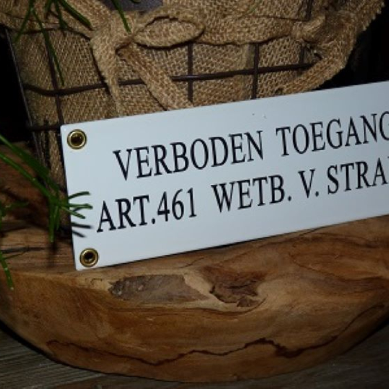 Emaille bord 'Verboden toegang'